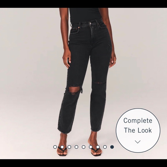 Abercrombie & Fitch Curve Love Ultra High Rise 90s Straight Jean - Ripped black - Picture 3 of 11